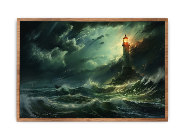 Lighthouse In Storm  Painting