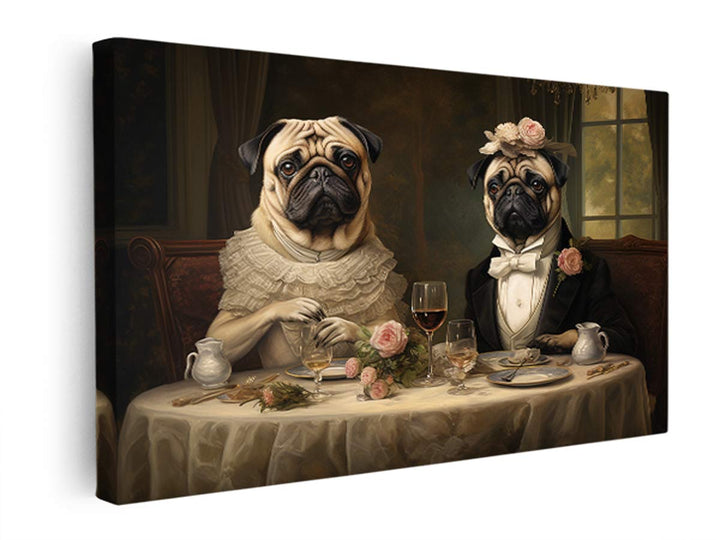 Painting Of Pugs Print  canvas Print