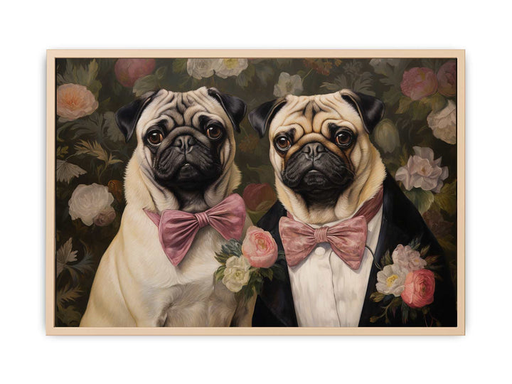 Painting Of Two Pugs framed Print