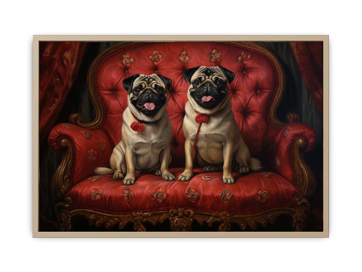 Pugs On Couch framed Print