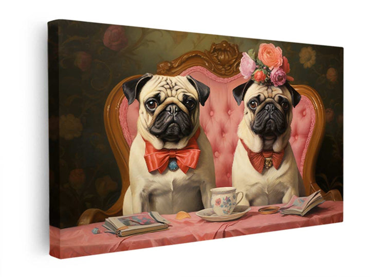 Painting Of Pugs  canvas Print