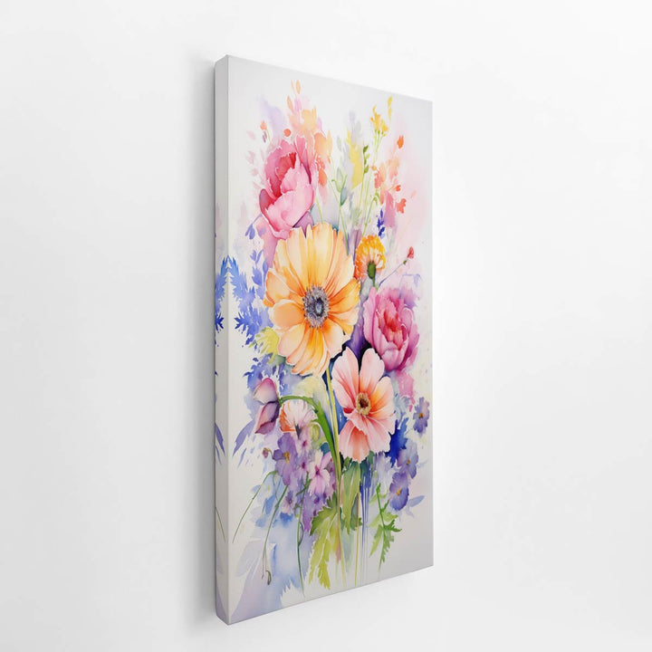 Watercolor Flowers Painting  canvas Print