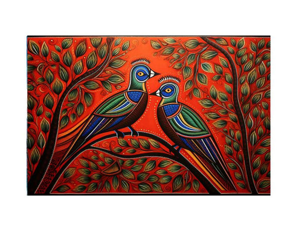 Madhubani Brids Couple Beautiful Art