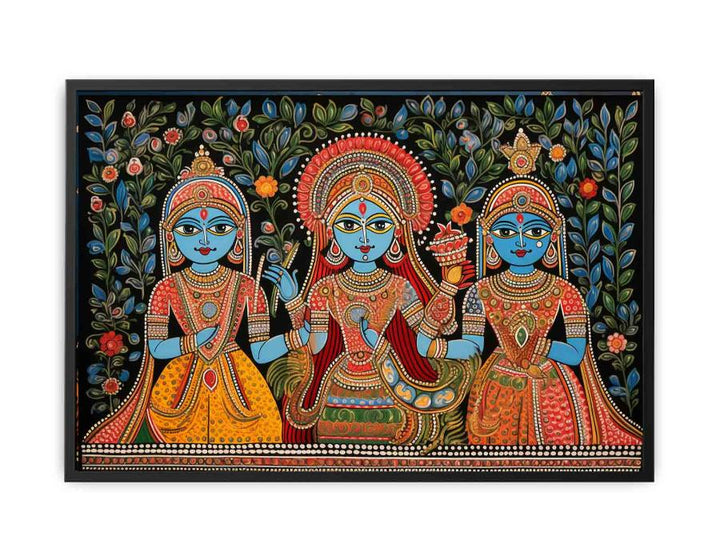 Madhubani Painting Of King And Queen  canvas Print