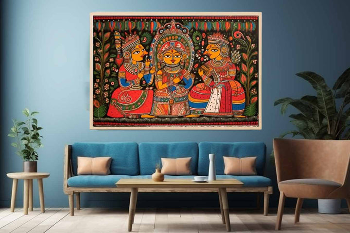 Madhubani Painting Of King Art Print