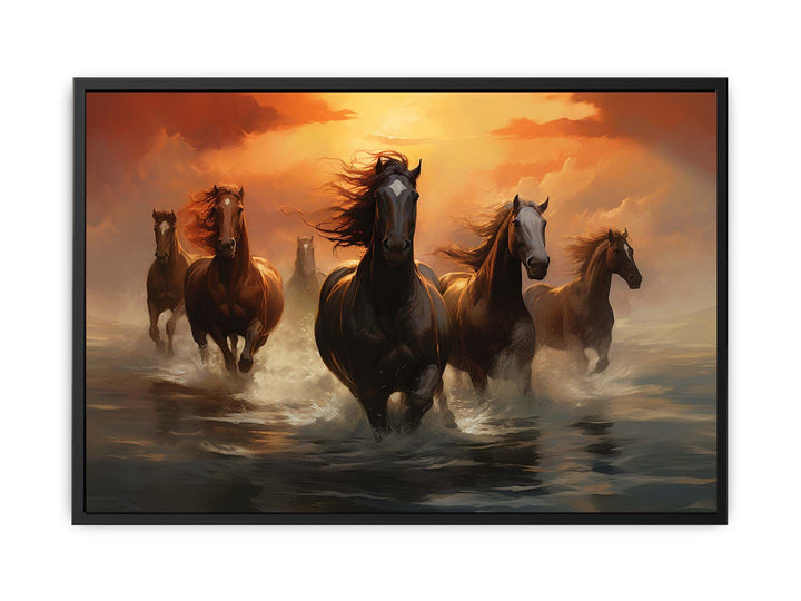 Lucky Seven Horses Painting   canvas Print