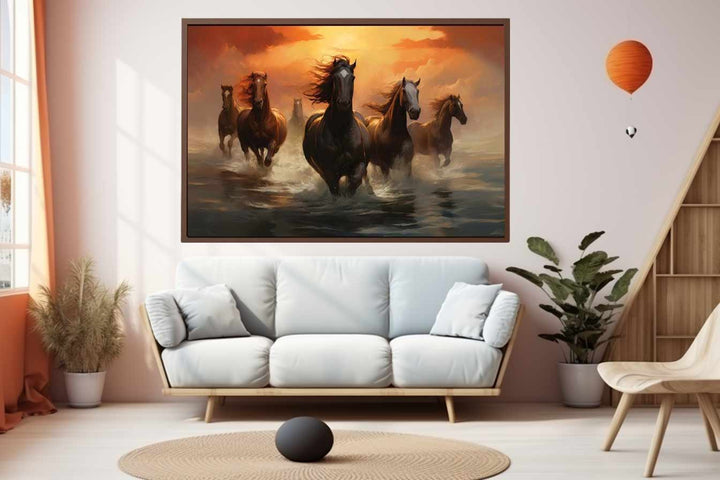 Lucky Seven Horses Painting  Art Print