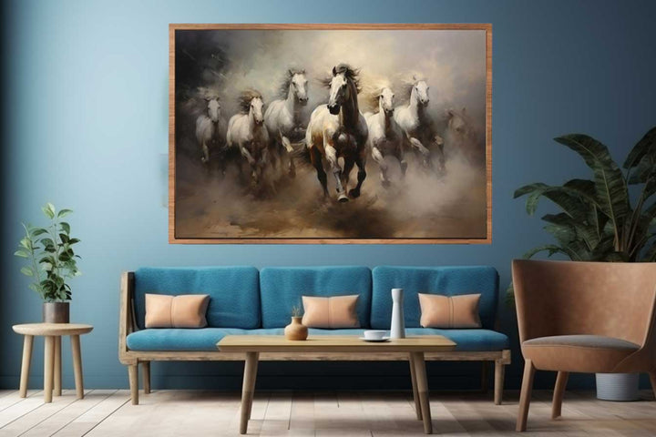 Lucky Seven Horses Painting  Art Print