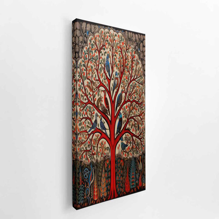 Madhubani Birds And Tree canvas Print