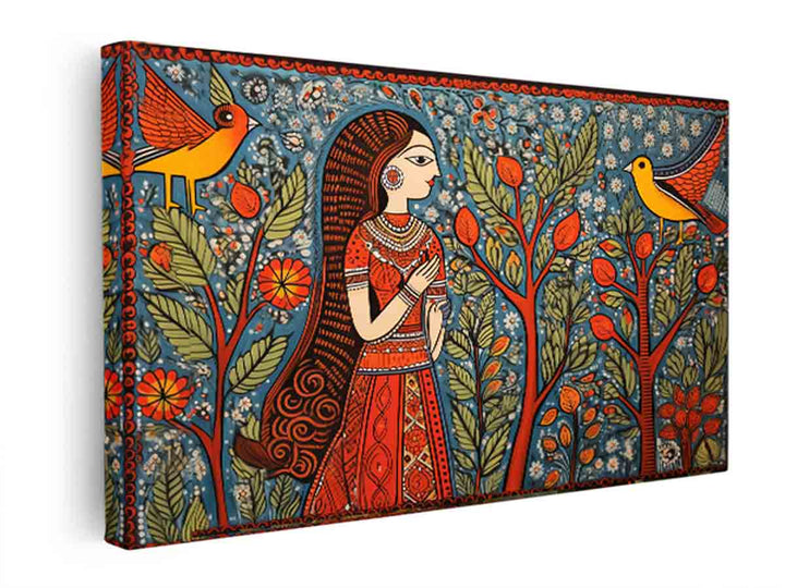 Madhubani Brids Painting  canvas Print