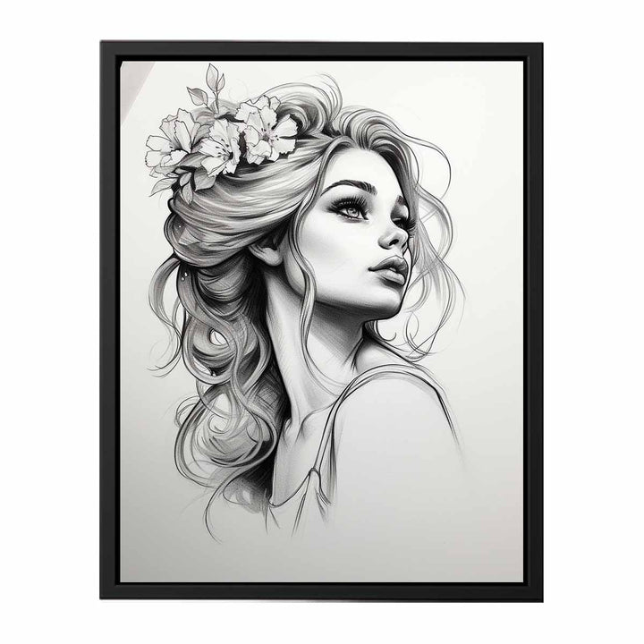 Beautiful Women Sketch  canvas Print