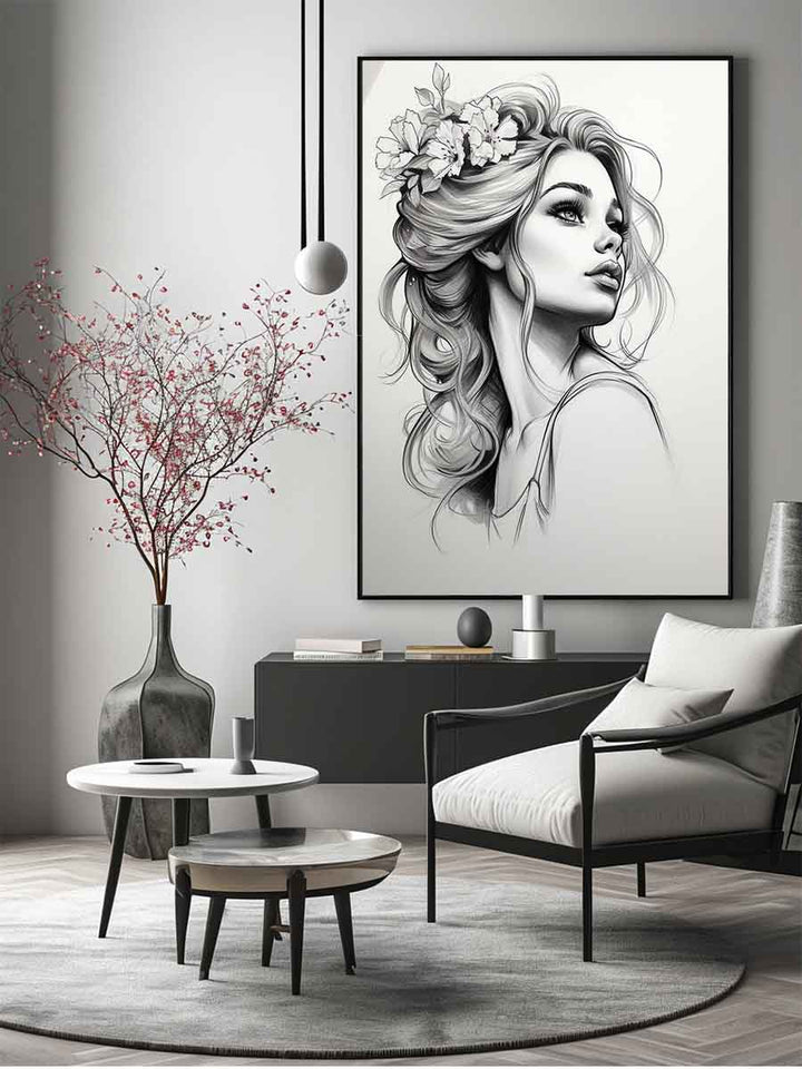 Beautiful Women Sketch Art Print