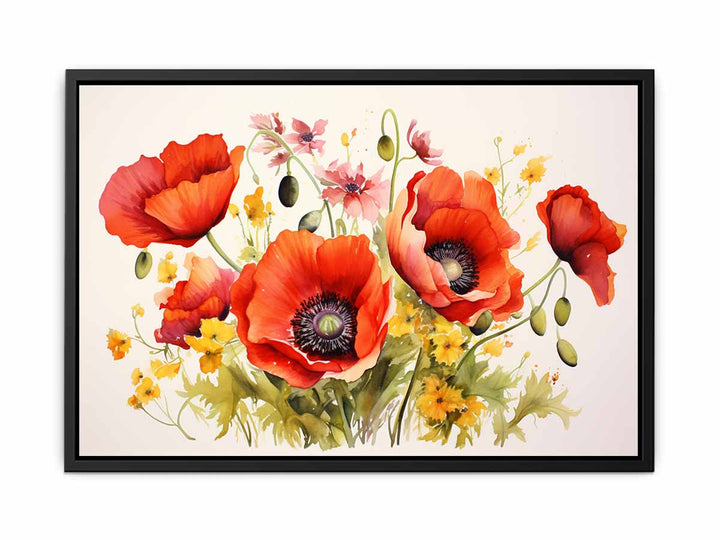 Poppy Flowers Painting  canvas Print