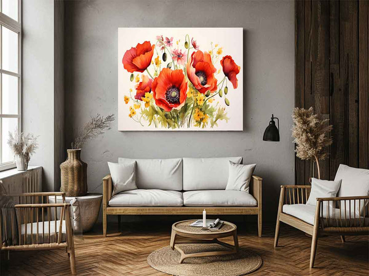 Poppy Flowers Painting Art Print