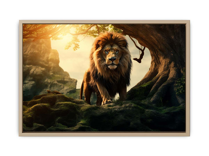 Lion In Cave framed Print