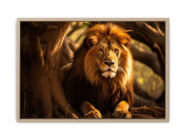 Lion In Jungle framed Print