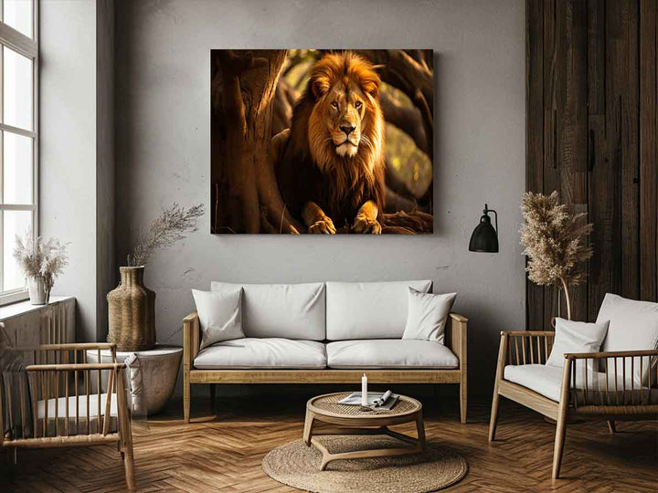 Lion In Jungle Art Print