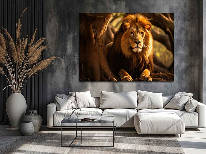 Lion In Jungle Art Print