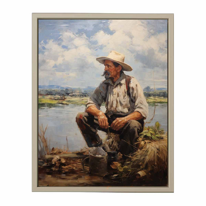 Fisherman Painitng framed Print