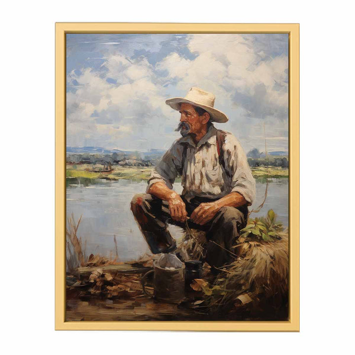 Fisherman Painitng framed Print