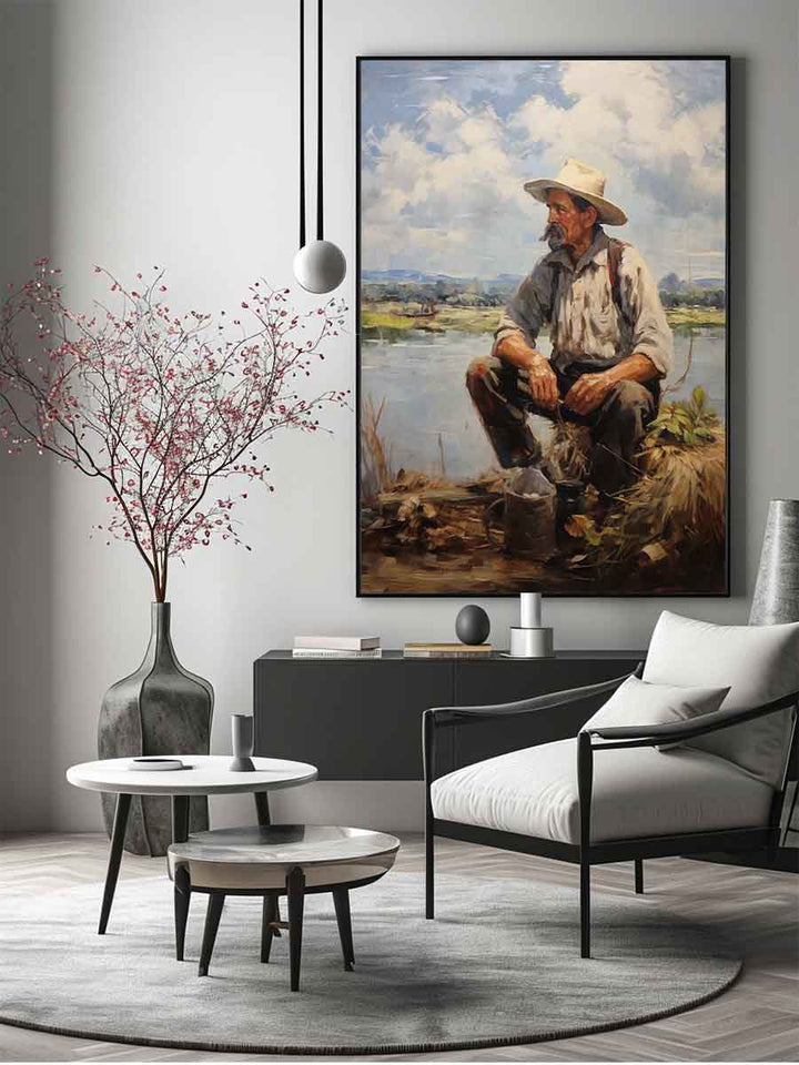 Fisherman Painitng Art Print