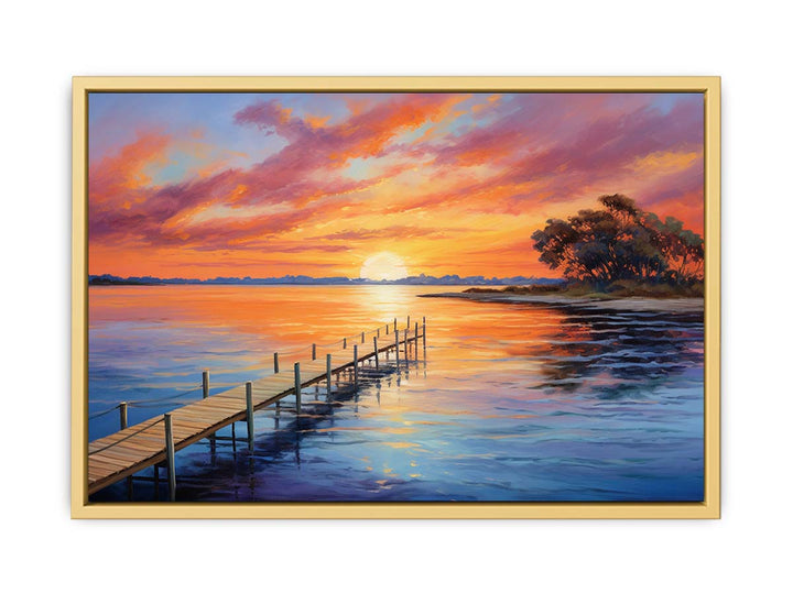 Jetty Sunset Pinting framed Print