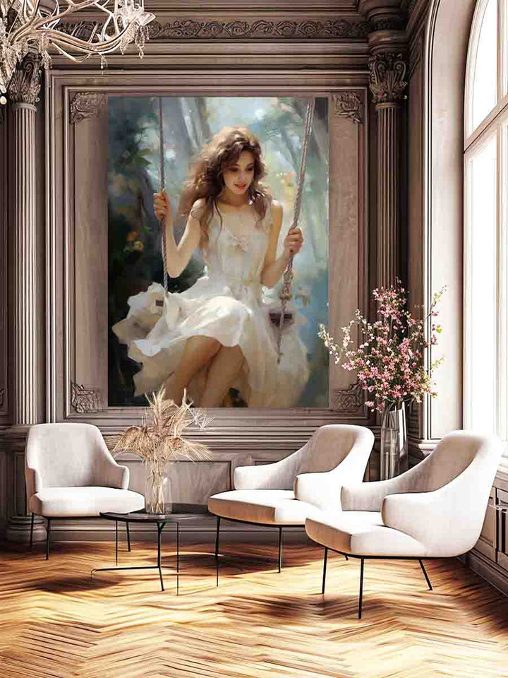  Swinging Girl Painting l Art Print