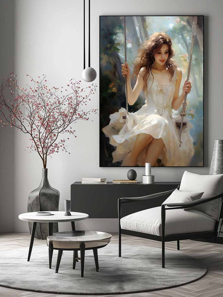  Swinging Girl Painting l Art Print