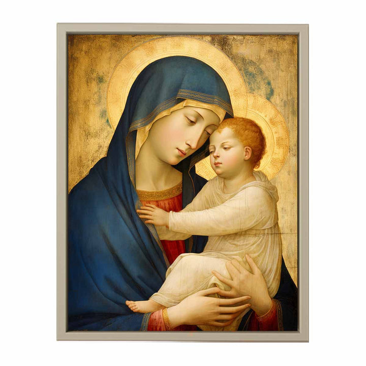 Mother Mary and Jesus artwork framed Print