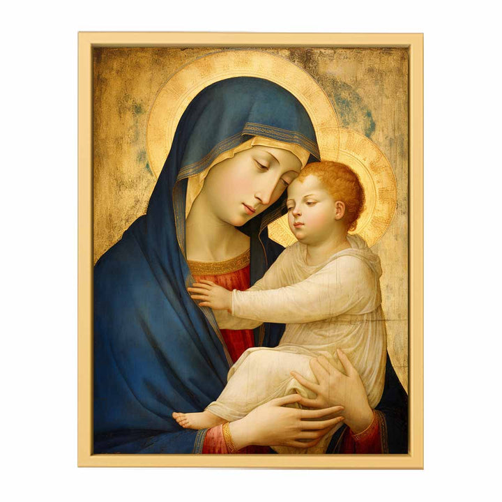 Mother Mary and Jesus artwork framed Print