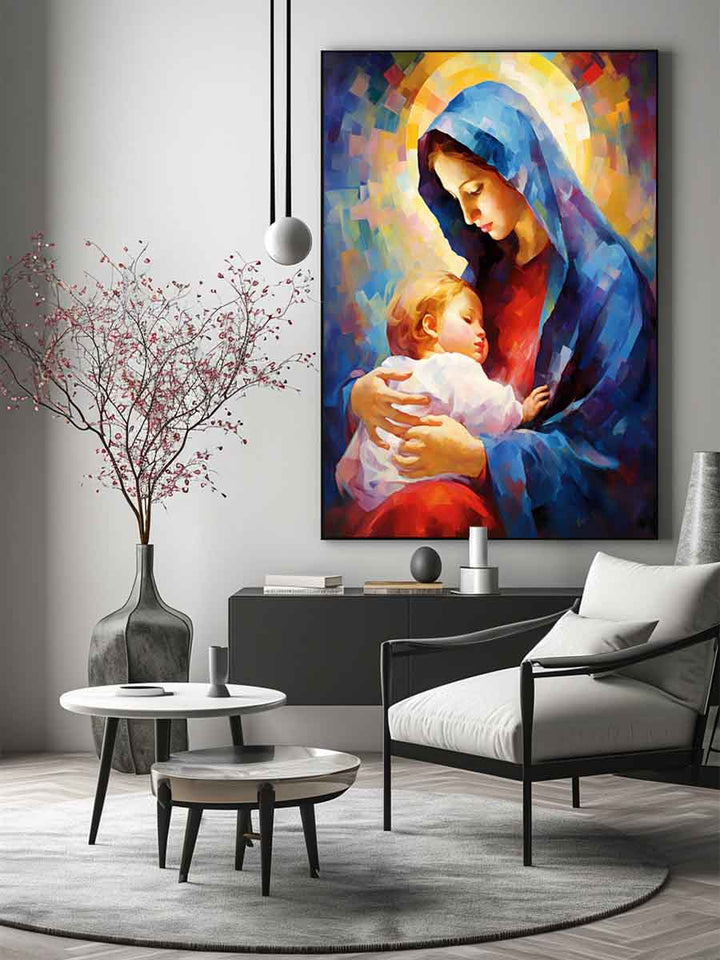 Mother Mary and Jesus Painting Art Print