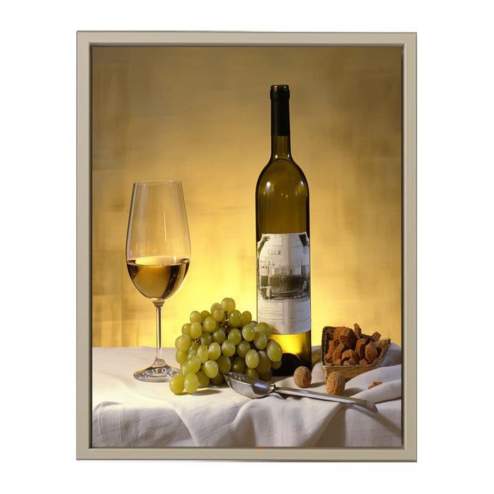 White Wine Still Life Painting framed Print