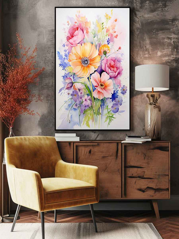 Watercolor Flowers Painting Art Print