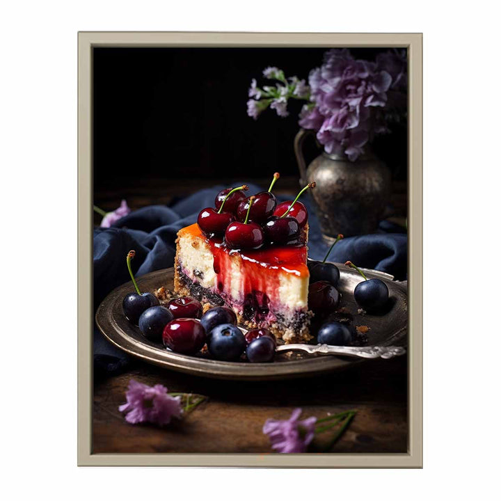 Summer Fruit Cheesecake framed Print