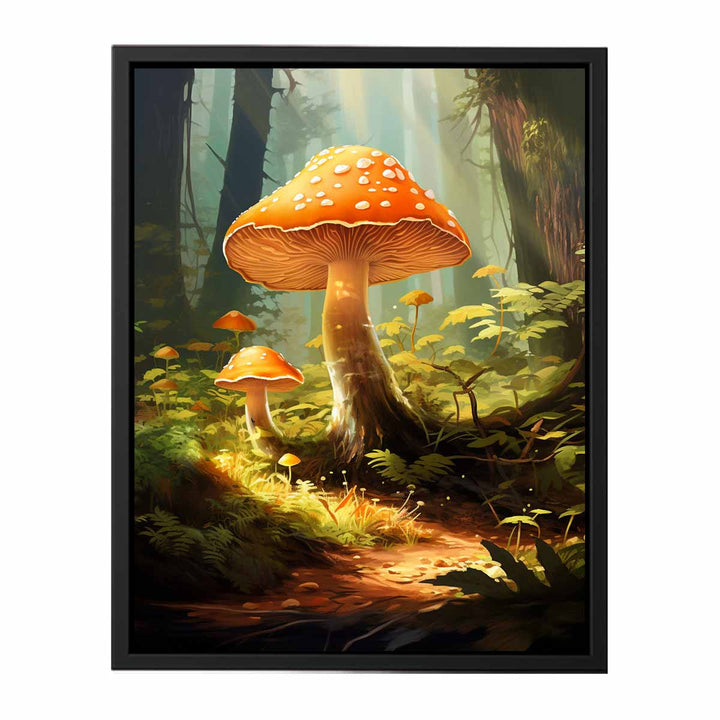 Mushroom Painting In Jungle  canvas Print