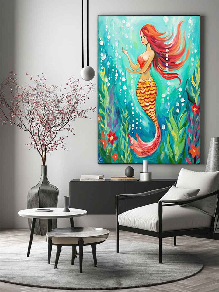 Underwater Mermaid Painting Art Print