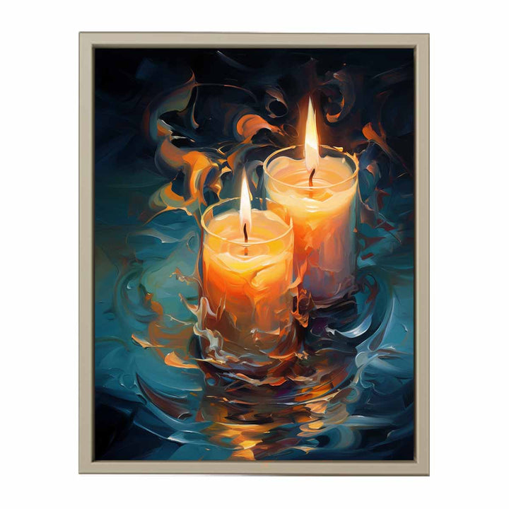 Couple Love Candle Painting framed Print