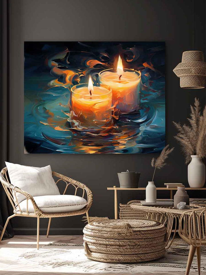 Couple Love Candle Painting Art Print