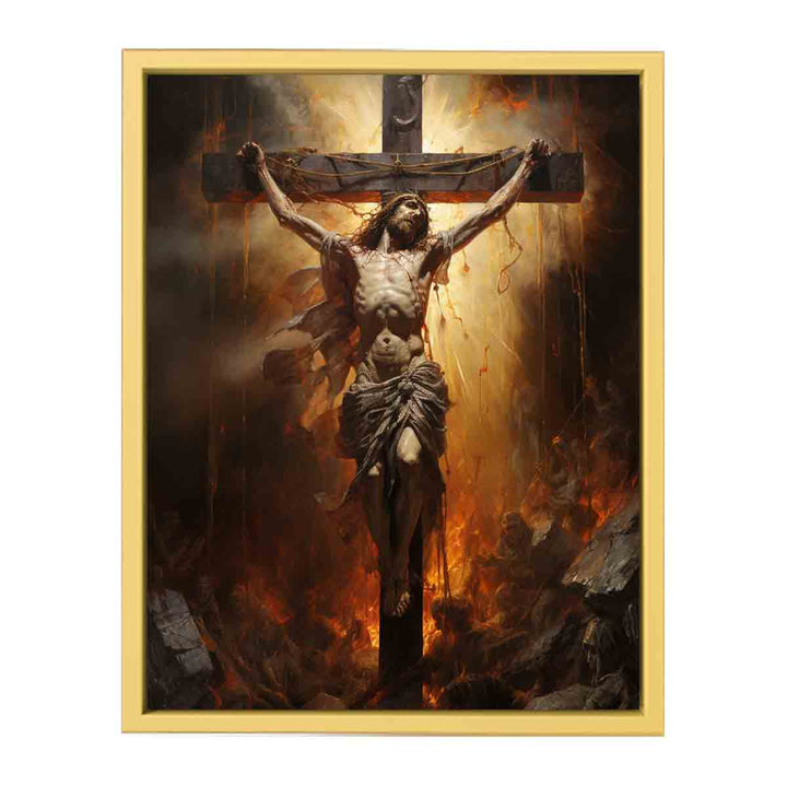 Jesus Cross Painting framed Print