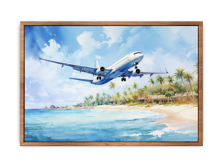 Airplane Over Beach Painting  