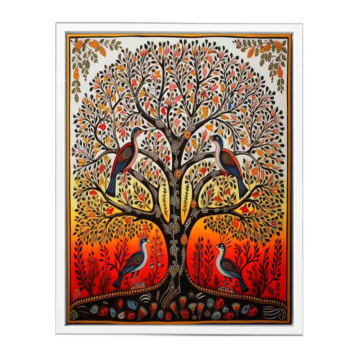 Madhubani Birds And Tree Art   Painting