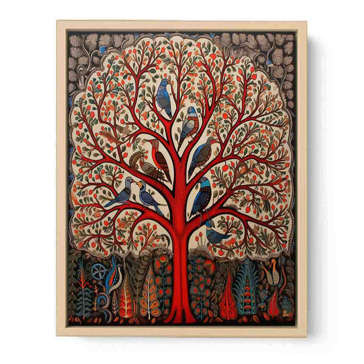 Madhubani Birds And Tree Prints framed Print