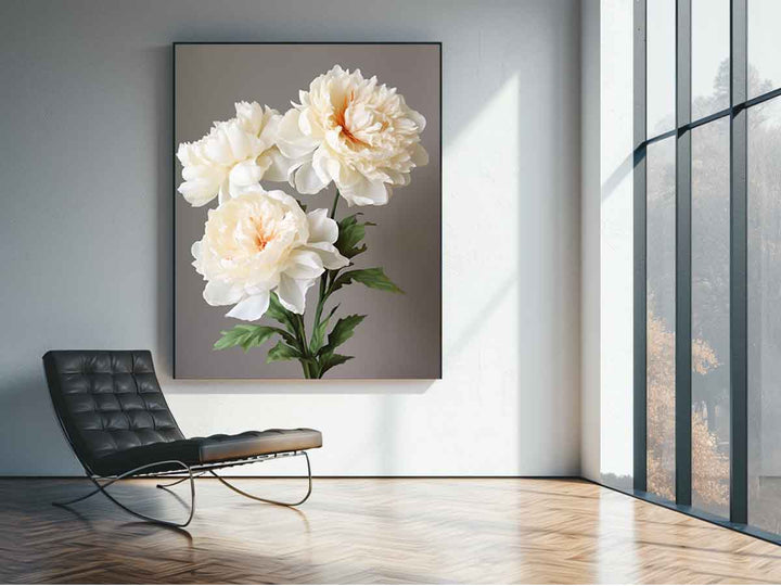 Beautiful White Coral Peony Plant Art Print