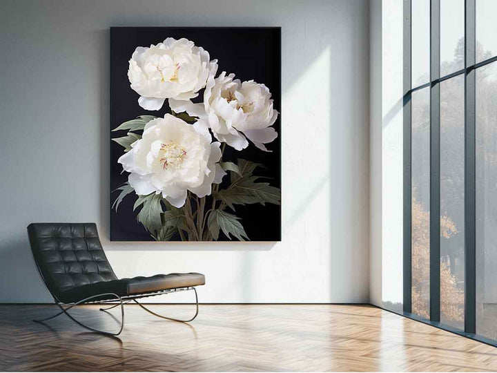 White Coral Peony Flower Art Print