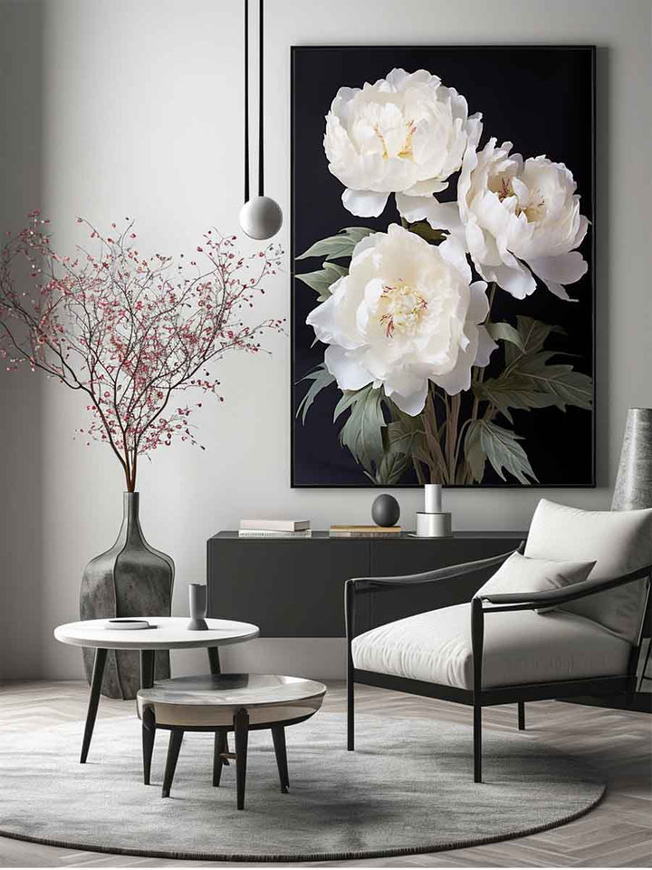 White Coral Peony Flower Art Print