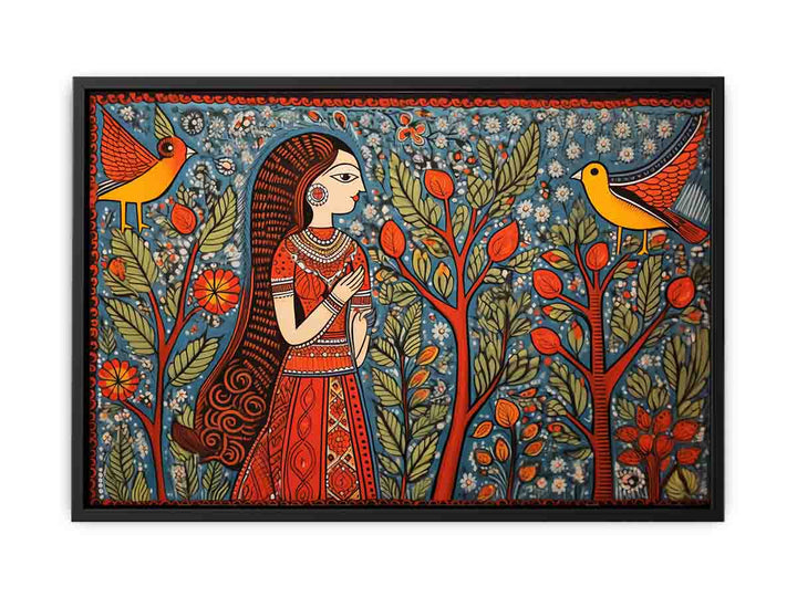 Madhubani Brids Painting  canvas Print