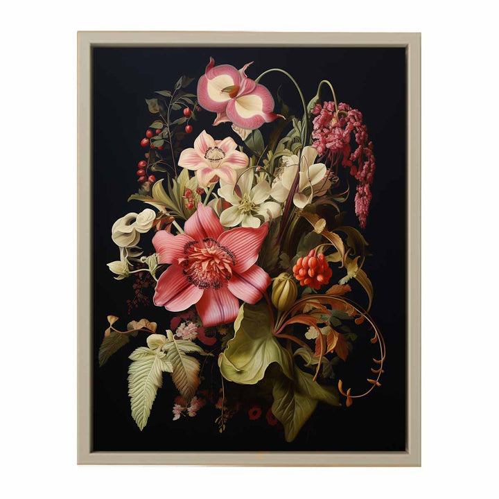 Leaves & Flowers Art framed Print