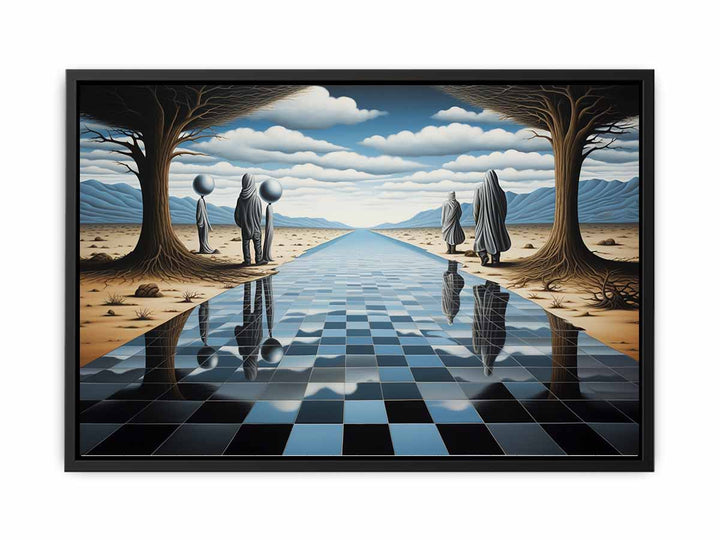 Chess Board Illusion Painting  canvas Print