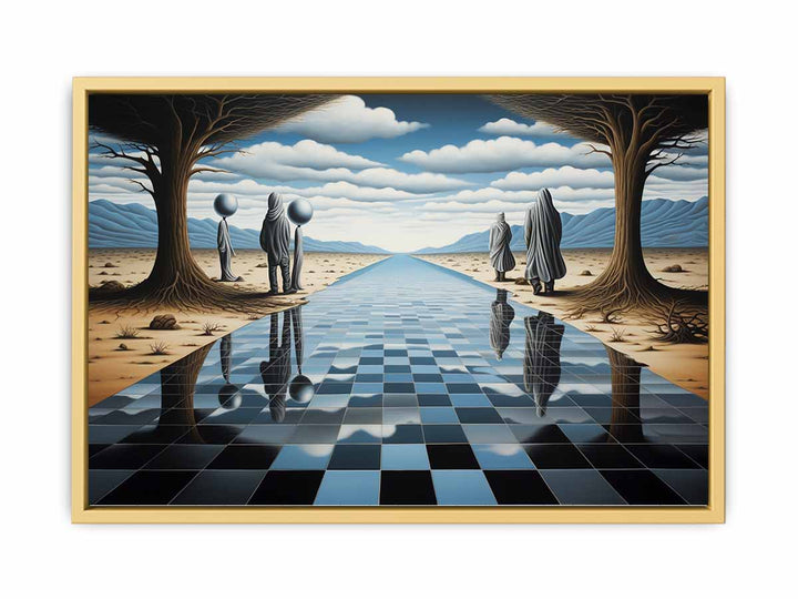 Chess Board Illusion Painting framed Print