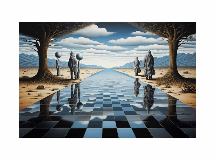 Chess Board Illusion Painting